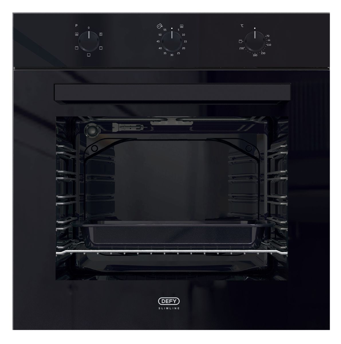 Defy - DBO 483 Slimline Oven- Static- Black- Eye Level